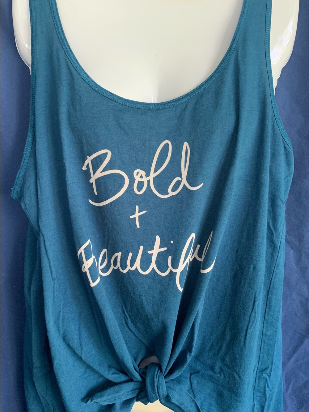 Torrid Active size 2 Teal Blue 'Bold + Beautiful' Knot Front Tank Top